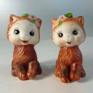 Kitty Cat Salt & Pepper Shakers Made In Korea 1950s Kitsch