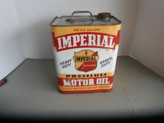 Vintage Imperial Premium Motor Oil Two Gallon Metal Can