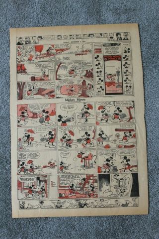 Sunday Nov 5th 1933 Newspaper Comic Mickey Mouse Popeye Funny Films