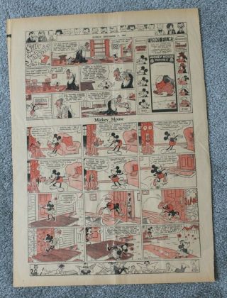 Sunday Sept 17th 1933 Newspaper Comic Mickey Mouse Popeye Funny Films
