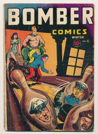 Bomber Comics (1944) 4 Vg - Last Issue Of The Series,  Wwii Axis Cover,  Htf