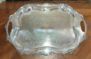 Victorian Antique Silver Plated Butlers Tray 75cm X 50 George Travis Very Large