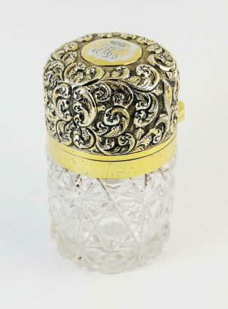 Silver Hobnail Glass Hinged Scent Jar London 1900 Thomas Wheeler Ducal Coronet