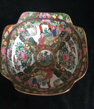 Chinese Antique / Vintage Cantonese Large Hand - painted Lobed Bowl 4