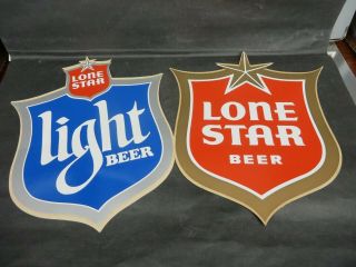 Lone Star Beer & Light 2 Large Stickers Nos Vintage Items 1980 9 " X7.  5 " Texas Tx