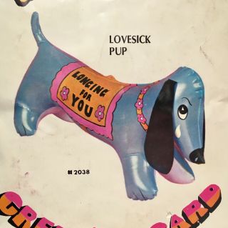 Vintage Inflatable Greeting Card Dachshund Weiner Dog 1970s " Longing For You "