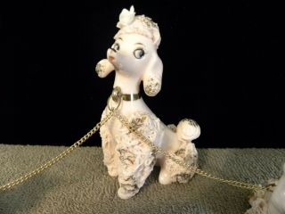 VINTAGE MCM SPAGHETTI PINK POODLE W/ 2 PUPPIES ON A CHAIN JAPAN LEFTON? 2