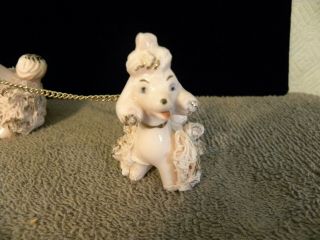 VINTAGE MCM SPAGHETTI PINK POODLE W/ 2 PUPPIES ON A CHAIN JAPAN LEFTON? 3