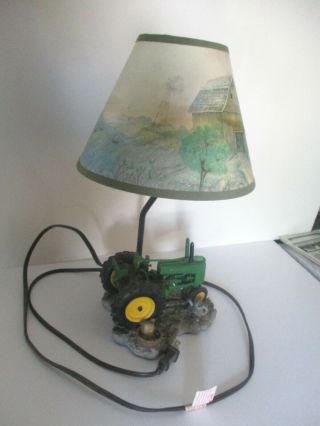 John Deere Table Nightstand Lamp With Deere Decorative Shade 15 - 1/4 " Guc