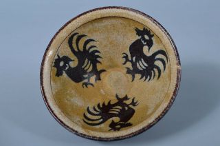 Chinese Tang Pottery Seacucumber Glaze Bird Pattern Tea Bowl Tenmoku