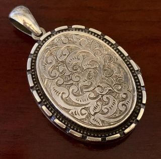 Aesthetic Big Sterling Silver Antique Nouveau Locket Pendant Jewelry Victorian
