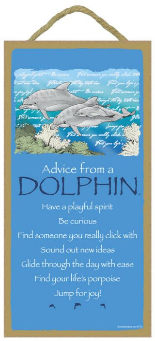 Advice From A Dolphin Wood Plaque Dog Sign