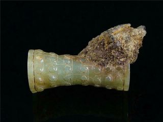 Antique Old Chinese Celadon Nephrite Jade Carved Pendant Toggle Netsuke