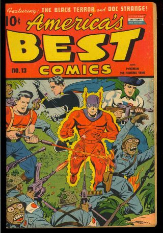 America’s Best Comics 13 Schomburg Japanese Wwii War Cover Nedor 1945 Fn -