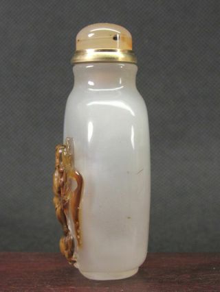 Chinese “Liu Hai” Toad Carved Natural Agate Snuff Bottle 3