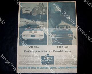 1963 Chevrolet Corvair Monza & Spyder Coupe & Convertible 14x18 " Newspaper Ad 63