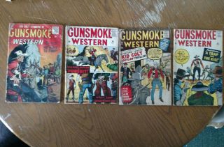 4 - Gunsmoke Western Atlas Comics 39 - 49 - 60 & 63 - 1957 Thru 1961