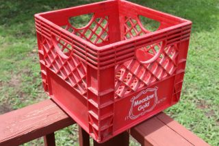 Vintage Red Ft Fort Worth Texas Meadow Gold Dairy Heavy Duty Plastic Milk Crate