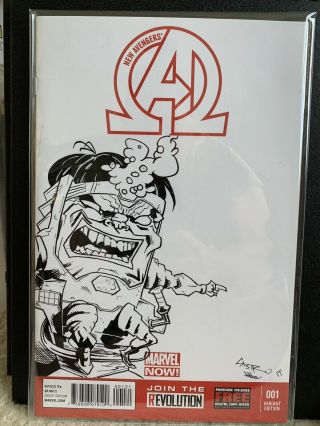 Modok Wraparound Sketch On Avengers 1 Blank Variant