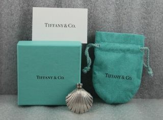 Tiffany & Co Sterling Silver Shell Shape Miniature Purse Perfume Bottle & Dabber