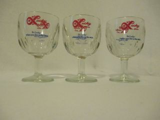 Set Of 3 Vintage Lucky Beer Glasses (it 
