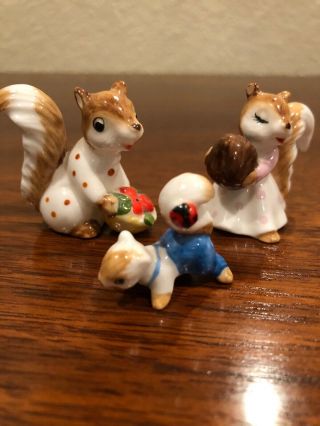Vintage Bone China Mini Figurines Squirrel Family Napcoware