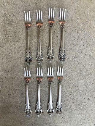 8 Wallace Grande Baroque Sterling Silver 5 3/8 " Seafood Cocktail Forks - No Mono