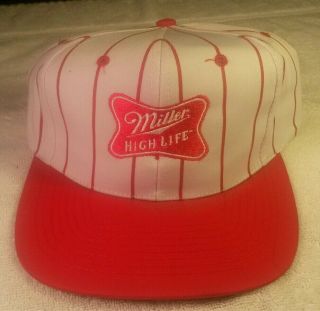 Vintage Red/white Miller High Life Beer Hat Cap Nascar One Size Fits All