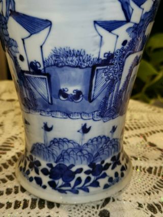 Large Antique Chinese Blue & White Porcelain Vase Kangxi Marked Foo Dog 33cm 1 4