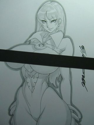 Vampirella Vampire Girl Sexy Busty Sketch Pinup - Daikon Art