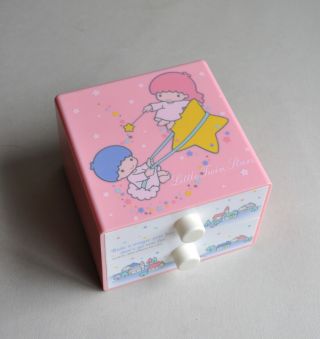 Vintage Sanrio " Little Twin Stars " Pink Jewelry Box - Japan 1985