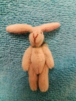 Small 2 Inch Jointed Bunny Handmade - Tan Color