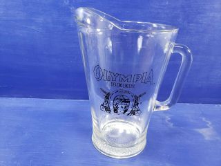 Vintage Olympia Glass Beer Pitcher Horseshoe Mancave Barware