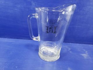 Vintage Olympia Glass Beer Pitcher Horseshoe Mancave Barware 3