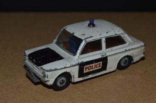 Vintage Corgi Toys No.  506 Sunbeam Imp Police Car Diecast Model 1960s White Roof