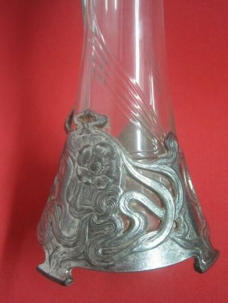 Antique WMF Art Nouveau Silverplated Glass Pitcher Jug 6