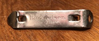 Vintage Budweiser Beer Bottle Opener Church Key Can Bar Tool Man Cave Tavern Pub