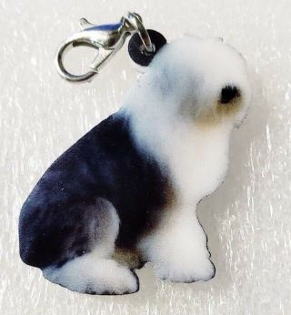 Old English Sheepdog Oes Realistic Double - Sided Purse Charm Zipper Pull Jewelry