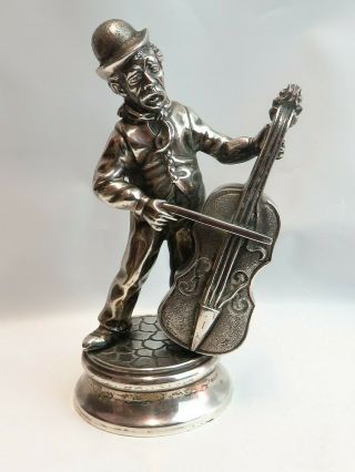 Vintage Spanish Sterling Silver Hollow Cast Gent With Cello Figure