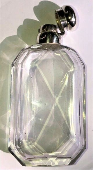 Antique Victorian Cut Faceted Glass Sterling Silver Ladies Flask Frank M Whiting