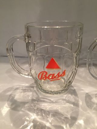 Bass Beer Set (2) Dimpled Glass Mug Cup Stein Tankard England English Ale UK 2