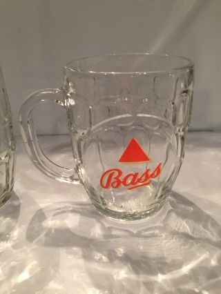 Bass Beer Set (2) Dimpled Glass Mug Cup Stein Tankard England English Ale UK 3