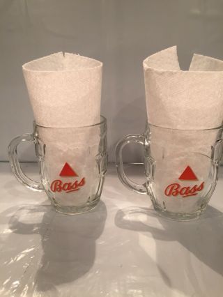 Bass Beer Set (2) Dimpled Glass Mug Cup Stein Tankard England English Ale UK 5