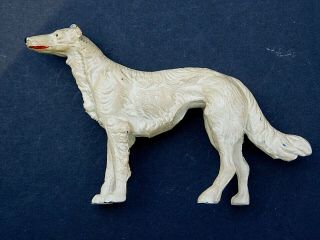 Antique Painted Metal Borzoi Russian Wolfhound Dog