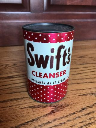 Vintage Rare Swift’s Cleanser “polishes As It Cleans”,  14 Oz Paper Can,  Tin