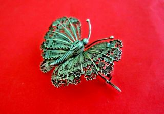 Imper.  Russian Filigree Butterfly 84 Silver Brooch Romanov Dynasty 19th Century