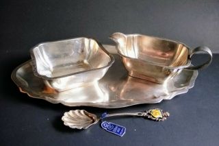 Antique German 830/835 Silver Sugar/creamer/tray