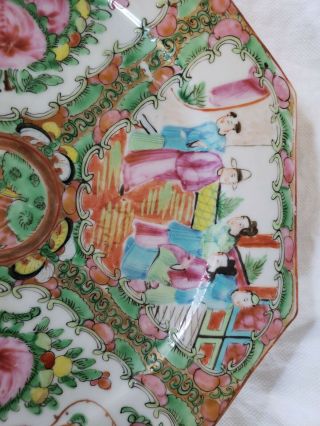 Antique Chinese Porcelain Rose Medallion Octagonal Plate Jingdezhen China 1 2