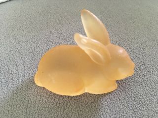 Crystal Glass Figurine Paperweight Frosted Rabbit Bunny Rare Peach Color