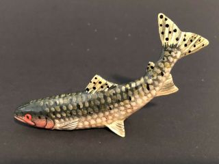 Set Of (7) Vintage Miniature Hand Painted Carved Wood Fish China Trout 4